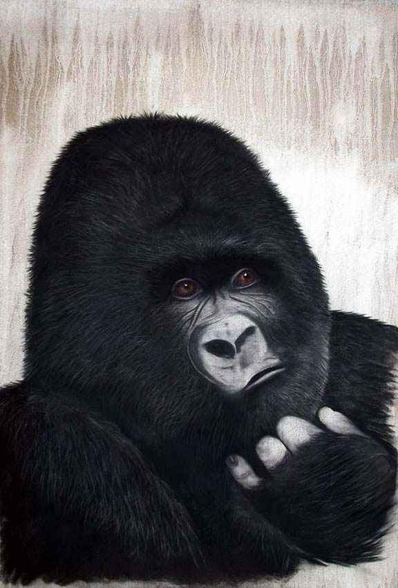 Molho Gorilla-ape-monkey Thierry Bisch Contemporary painter animals painting art decoration nature biodiversity conservation
