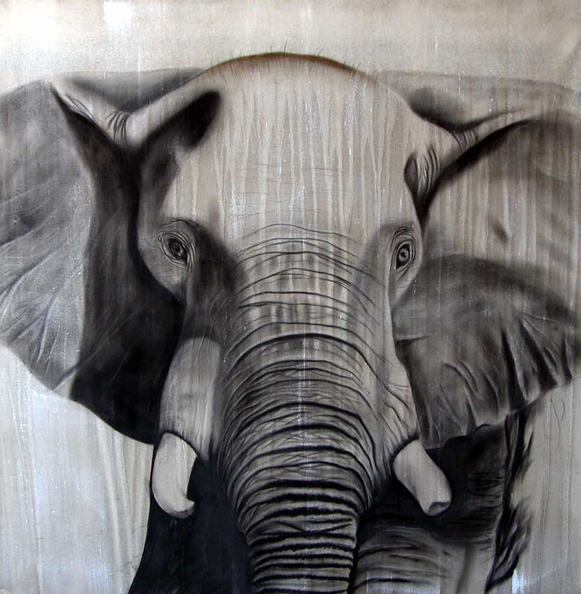 ELEPHANT-5 Elephant Thierry Bisch Contemporary painter animals painting art decoration nature biodiversity conservation