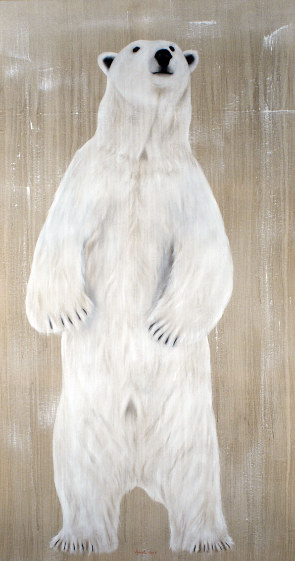 Standing-PB polar-bear-Contemporary animal painter threatened species