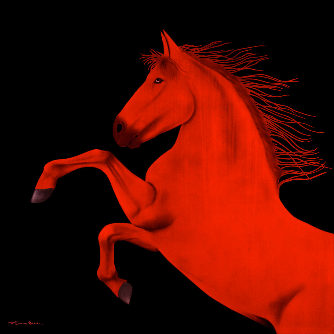 FURIO Horse-red-stallion-arabian-yearling- Thierry Bisch Contemporary painter animals painting art decoration nature biodiversity conservation