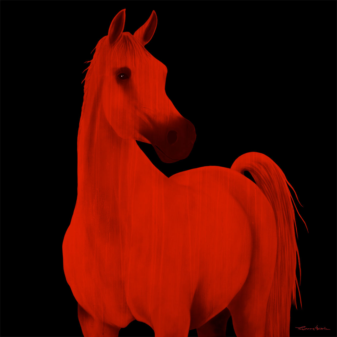 RONERA Horse-red-stallion-arabian-yearling- Thierry Bisch Contemporary painter animals painting art decoration nature biodiversity conservation