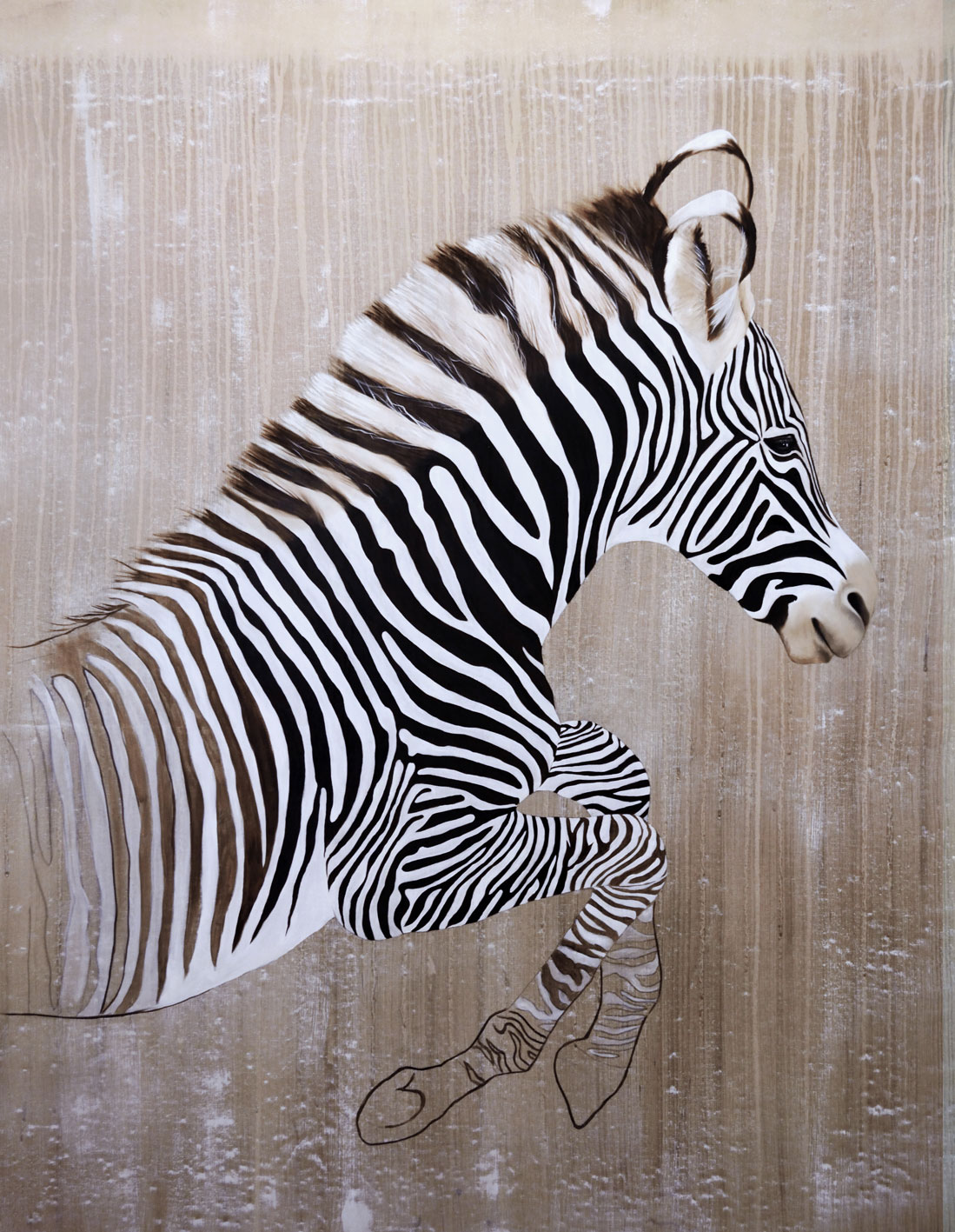 EQUUS GREVYI zebra-grevy`s-threatened-endangered-extinction- Thierry Bisch Contemporary painter animals painting art decoration nature biodiversity conservation