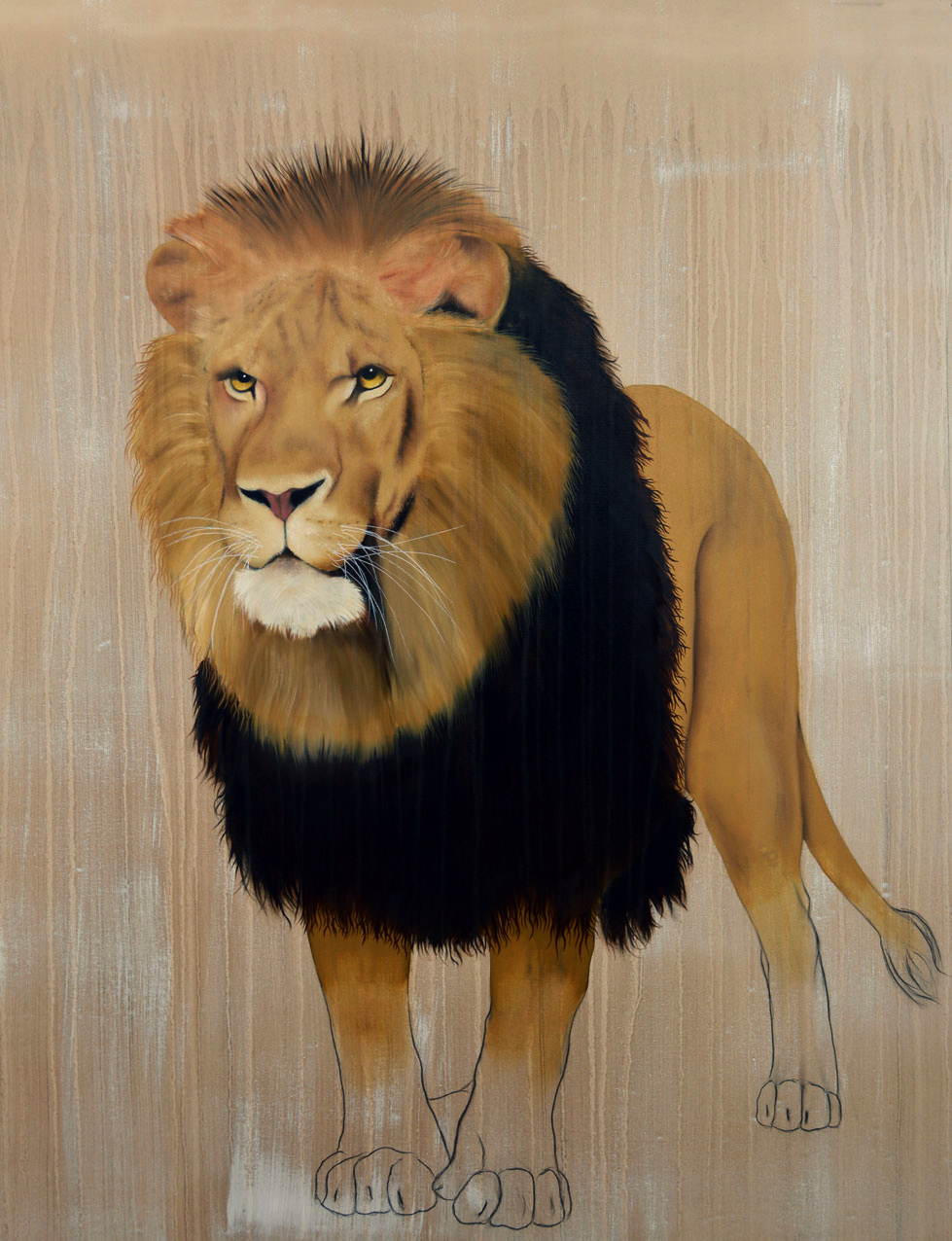PANTHERA-LEO lion-panthera-leo Thierry Bisch Contemporary painter animals painting art decoration nature biodiversity conservation