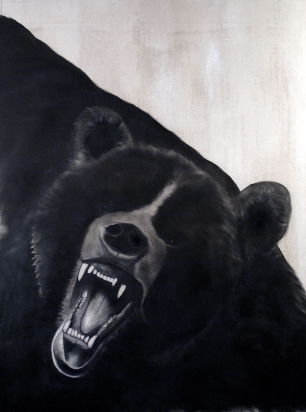 MAD-GRIZZLY grizzly-ours-brun-ours Thierry Bisch artiste peintre contemporain animaux tableau art décoration biodiversité conservation 