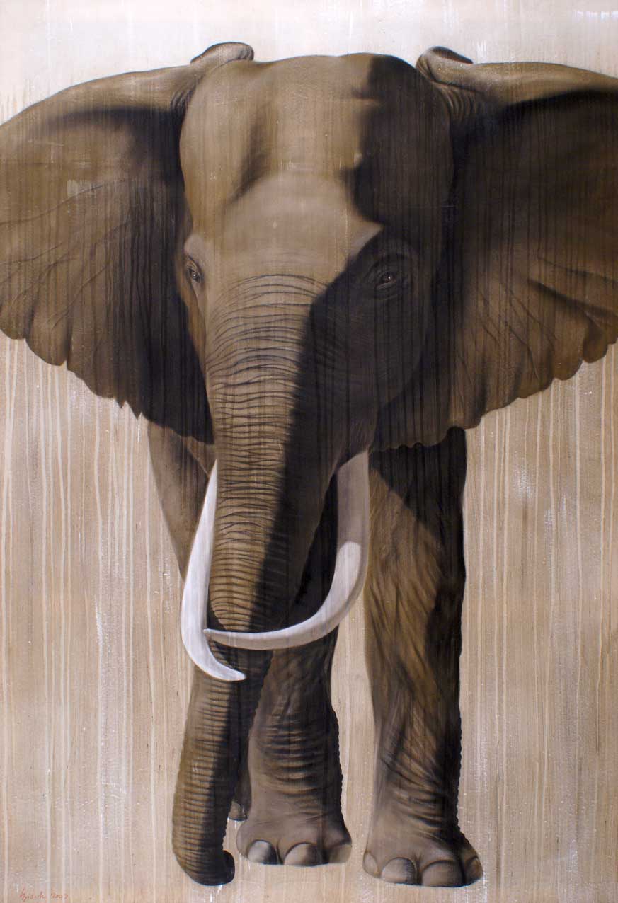 Timba élephant-patrick-timsit-elephant Thierry Bisch artiste peintre animaux tableau art  nature biodiversité conservation  