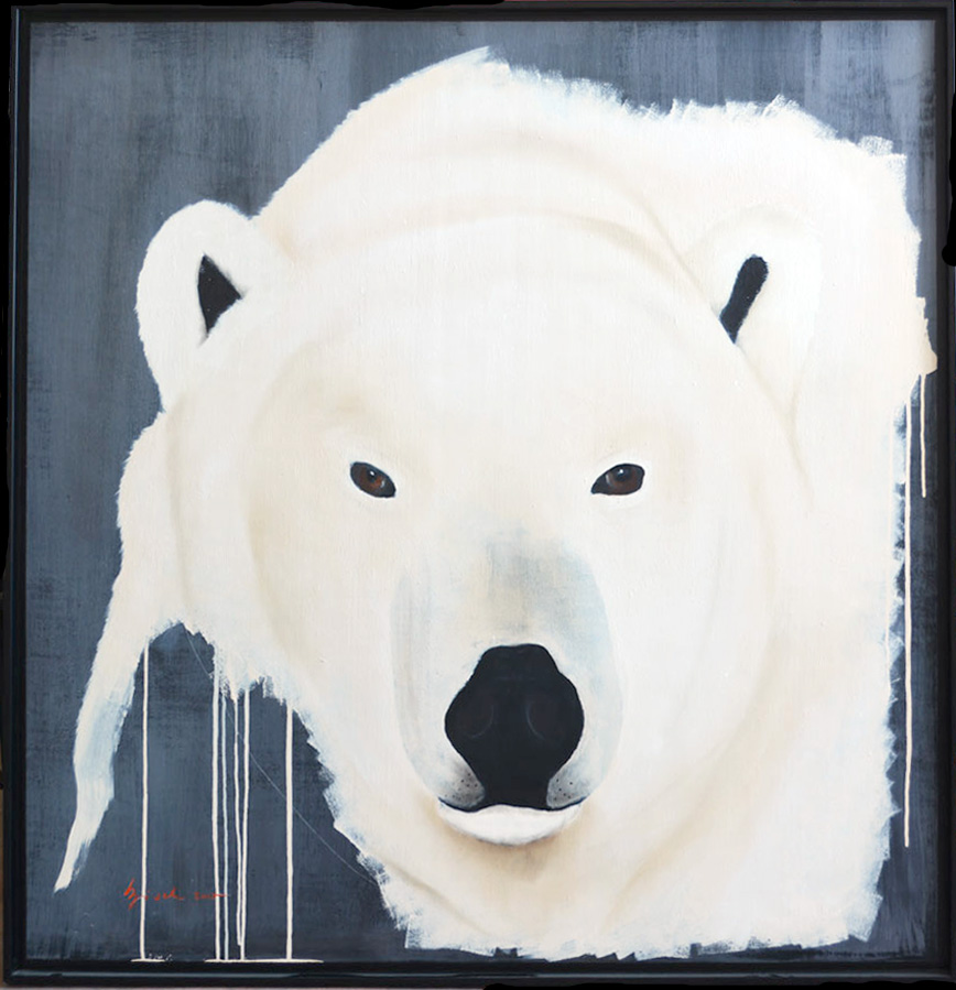 POLAR BEAR ours-polaire Thierry Bisch artiste peintre contemporain animaux tableau art décoration biodiversité conservation 