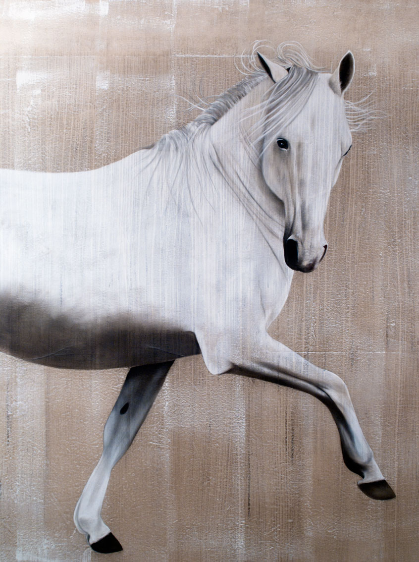 Darham cheval-Pur-sang-arabe Thierry Bisch artiste peintre contemporain animaux tableau art décoration biodiversité conservation 