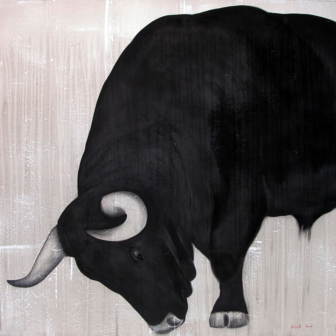 PABLITO taureau-toro-de-combat Thierry Bisch artiste peintre contemporain animaux tableau art décoration biodiversité conservation 