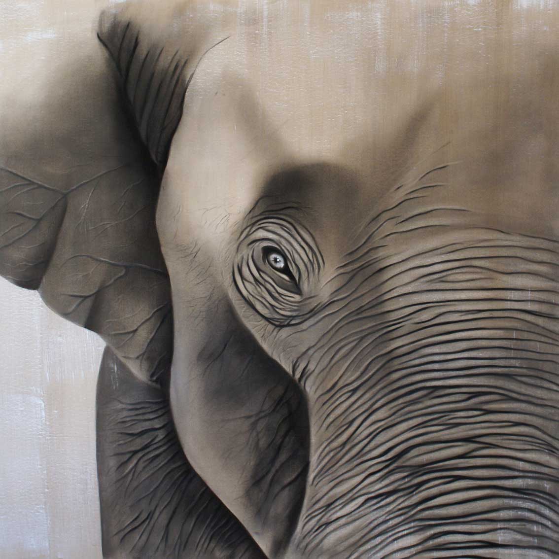 ELEPHANT élephant-elephant Thierry Bisch artiste peintre contemporain animaux tableau art décoration biodiversité conservation 
