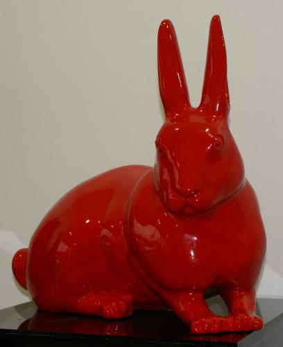 RED-RABBIT ceramic-enameled-biscuit-rabbit Thierry Bisch Contemporary painter animals painting art  nature biodiversity conservation