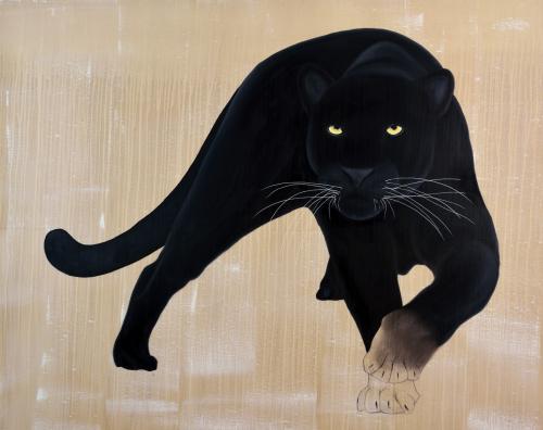 PANTHERA-PARDUS-MELAS   Animal painting, wildlife painter.Dogs, bears, elephants, bulls on canvas for art and decoration by Thierry Bisch 