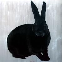 Lapin-noir ウサギ 動物画 Thierry Bisch Contemporary painter animals painting art  nature biodiversity conservation