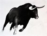 BULL-03 animal-painting 動物画 Thierry Bisch Contemporary painter animals painting art  nature biodiversity conservation