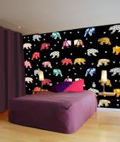 Bedroom-Bears-Patterns animal-painting 動物画 Thierry Bisch Contemporary painter animals painting art  nature biodiversity conservation