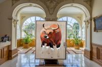 MAIRIE DE MONACO banteng-bos-javanicus-asian-red-bull-threatened-endangered-extinction 動物画 Thierry Bisch Contemporary painter animals painting art  nature biodiversity conservation
