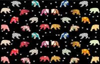 Patterns Bears on Black animal-painting 動物画 Thierry Bisch Contemporary painter animals painting art  nature biodiversity conservation