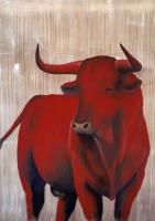 Red-bull 雄牛 動物画 Thierry Bisch Contemporary painter animals painting art  nature biodiversity conservation