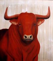 1090 red-bull 動物画 Thierry Bisch Contemporary painter animals painting art  nature biodiversity conservation