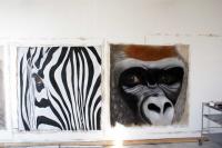 Closeup -シマウマ 動物画 Thierry Bisch Contemporary painter animals painting art  nature biodiversity conservation