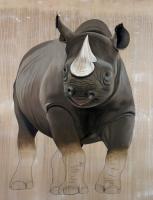 DICEROS BICORNIS rhinoceros-black-rhino-diceros-bicornis-threatened-endangered-extinction 動物画 Thierry Bisch Contemporary painter animals painting art  nature biodiversity conservation