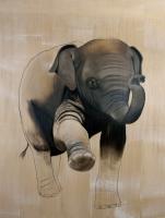ELEPHAS-MAXIMUS elephant-asiatic-indian-baby-elephas-maximus-delete-threatened-endangered-extinction
 動物画 Thierry Bisch Contemporary painter animals painting art  nature biodiversity conservation