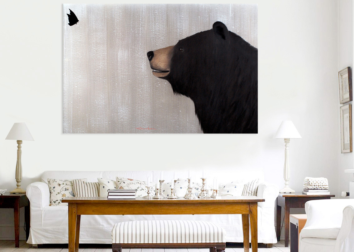 SPRING grizly-bear-deco-decoration-large-size-printed-canvas-luxury-high-quality- Thierry Bisch Contemporary painter animals painting art  nature biodiversity conservation