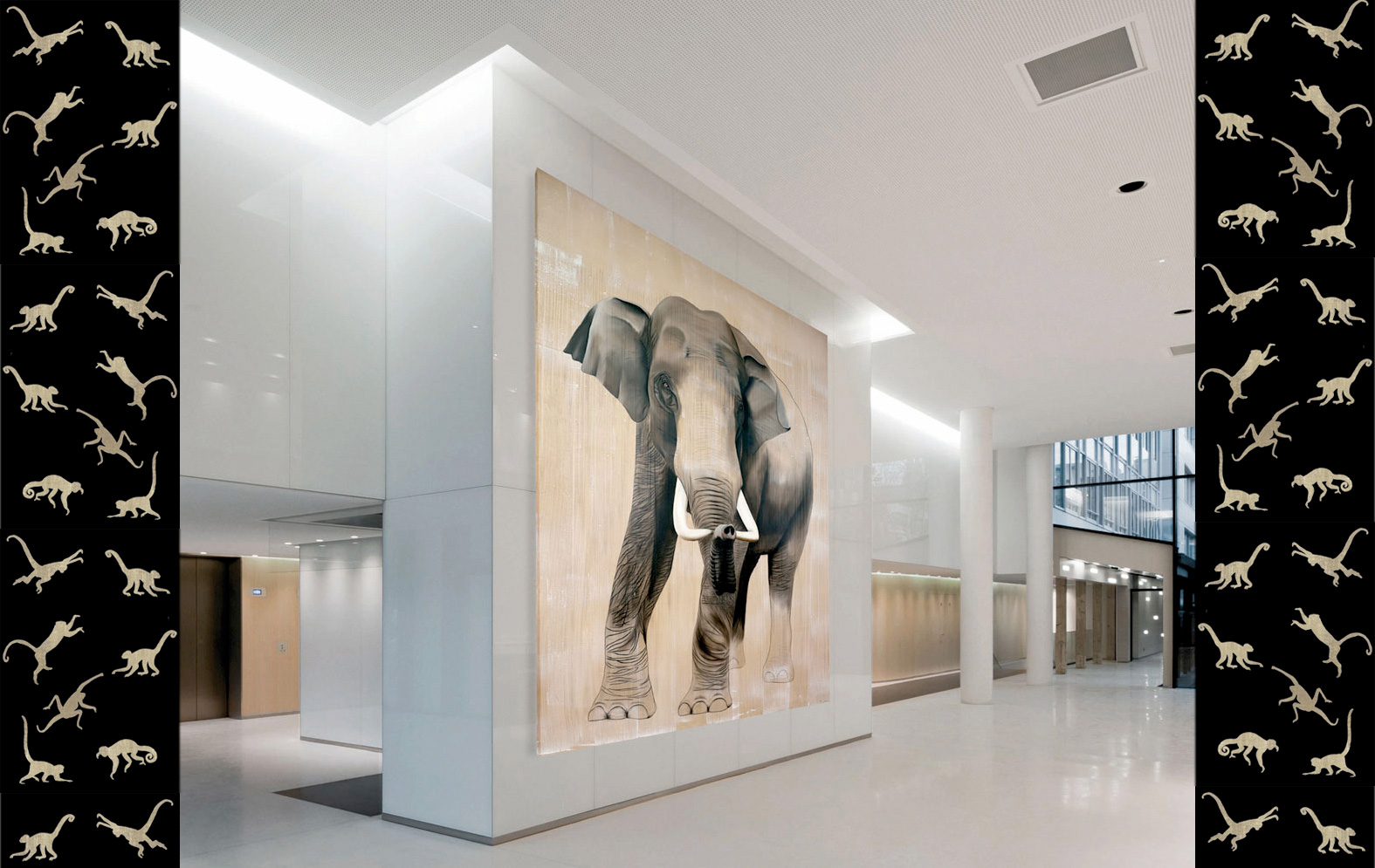 ELEPHAS-MAXIMUS asian-elephant-elephas-maximus-deco-decoration-large-size-printed-canvas-luxury-high-quality Thierry Bisch Contemporary painter animals painting art  nature biodiversity conservation