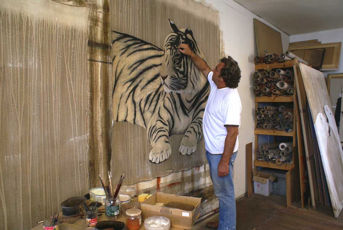 Tiger in progress Tiger Thierry Bisch Contemporary painter animals painting art  nature biodiversity conservation