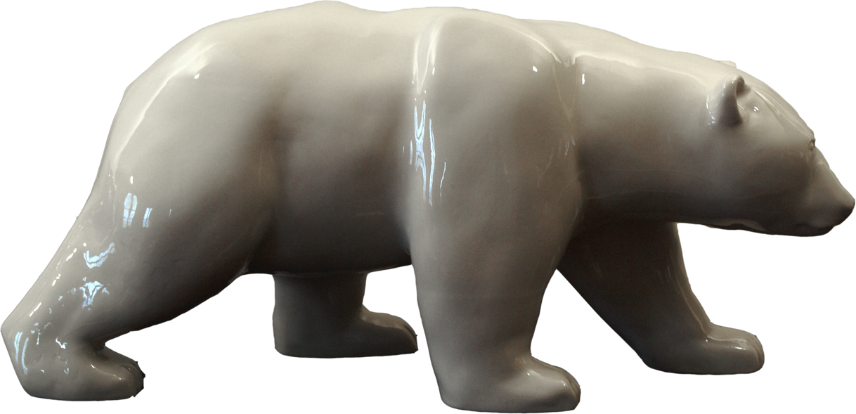 The-walking-Bear céramique-biscuit-émaillé-ours Thierry Bisch artiste peintre animaux tableau art  nature biodiversité conservation 