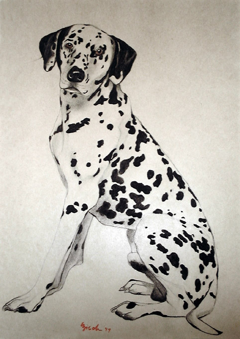 Chien Dalmatien dalmatian-dog-pet Thierry Bisch Contemporary painter animals painting art  nature biodiversity conservation 
