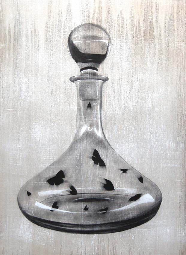 Carafe decantor-butterflies Thierry Bisch Contemporary painter animals painting art  nature biodiversity conservation 