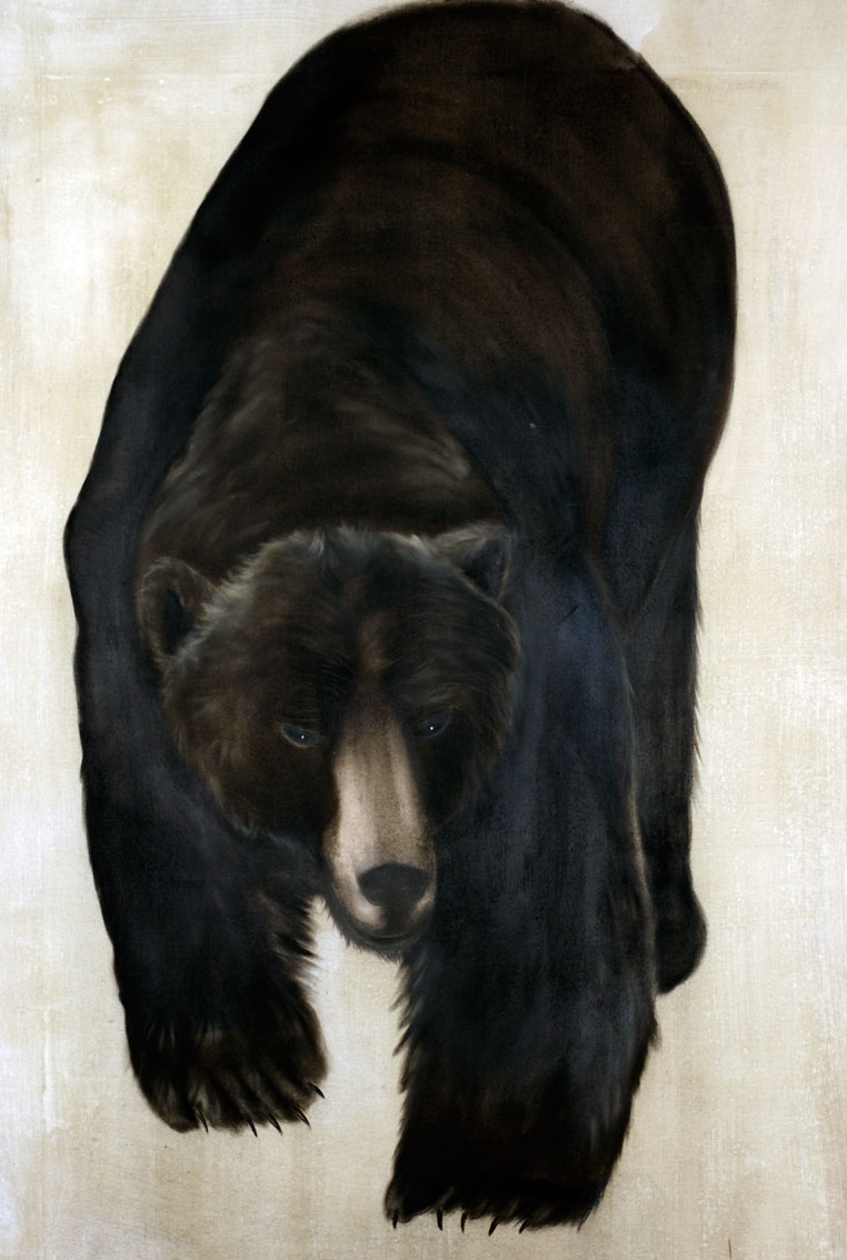 WALKING GRIZZLY bear-grizzly Thierry Bisch Contemporary painter animals painting art  nature biodiversity conservation 