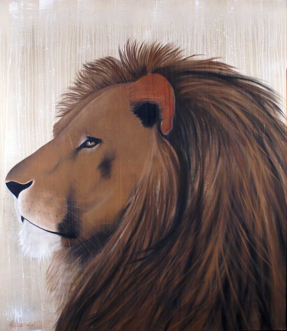 LIONs-HEAD lion Thierry Bisch Contemporary painter animals painting art  nature biodiversity conservation 