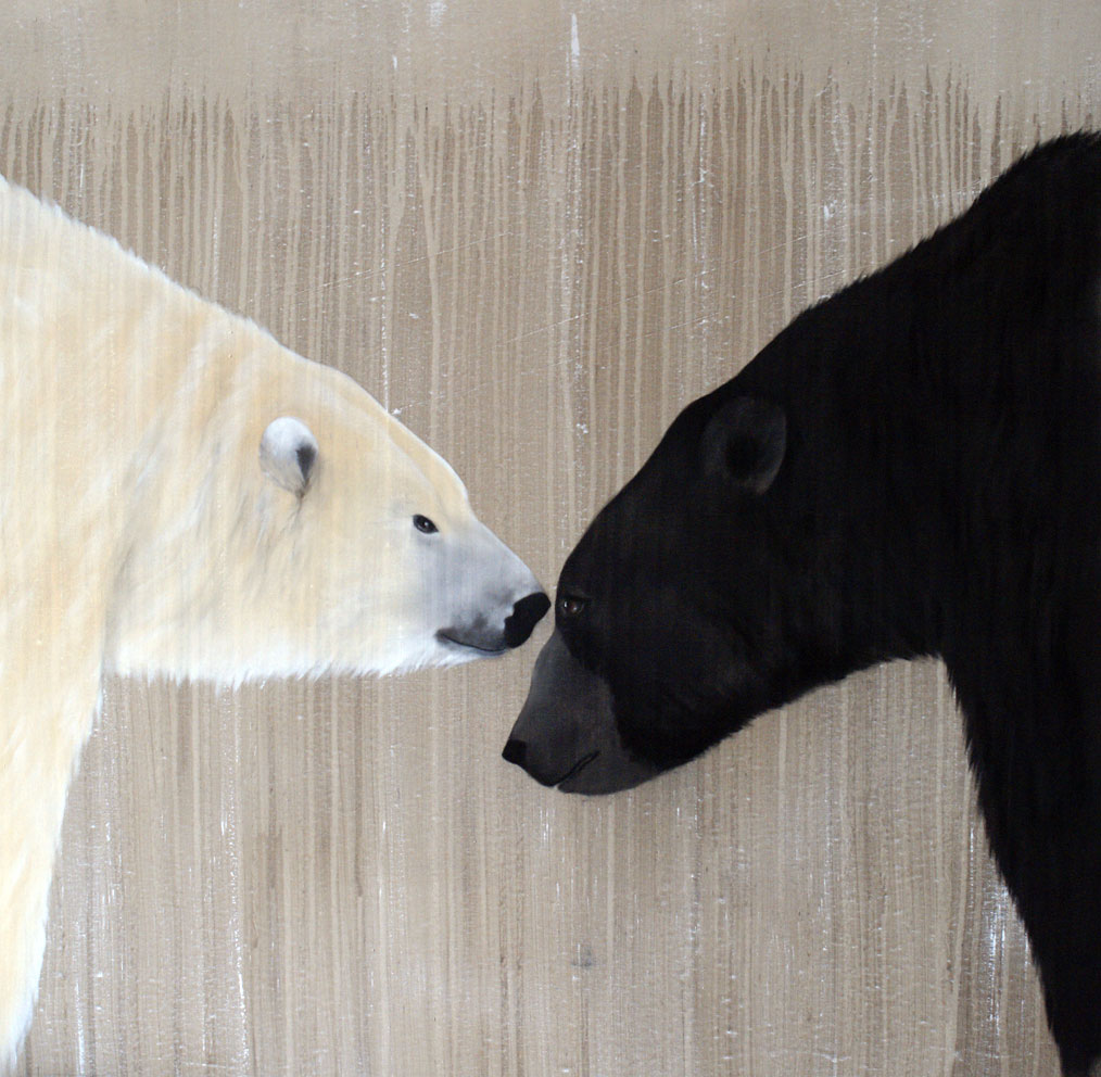 THE MEETING bear Thierry Bisch Contemporary painter animals painting art decoration nature biodiversity conservation