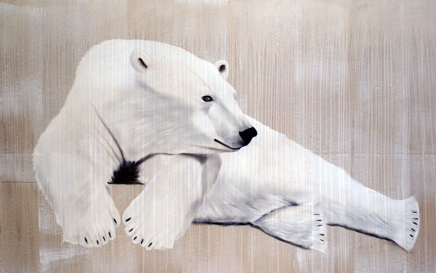 RELAXING POLAR BEAR 1 Polar-bear Thierry Bisch Contemporary painter animals painting art  nature biodiversity conservation 
