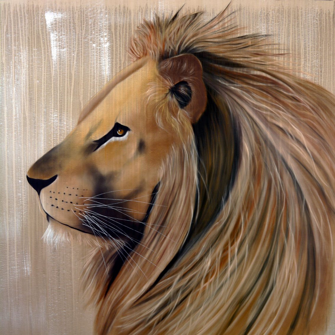 KING LION lion Thierry Bisch Contemporary painter animals painting art  nature biodiversity conservation 
