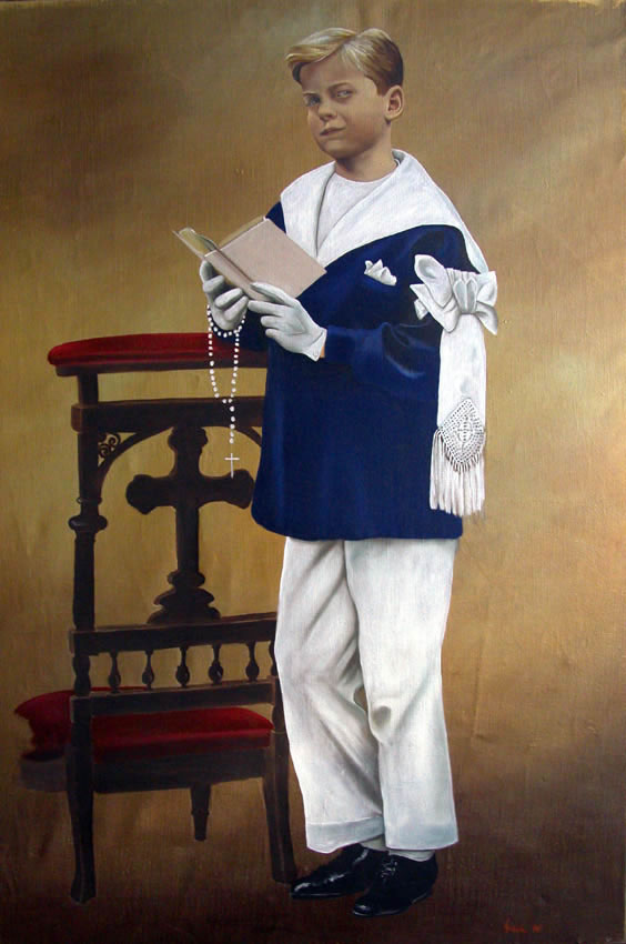 Vincent portrait-child-communion-first-communion-religious-rituals Thierry Bisch Contemporary painter animals painting art  nature biodiversity conservation Monaco Prince-Albert Prince-Albert-of-Monaco 