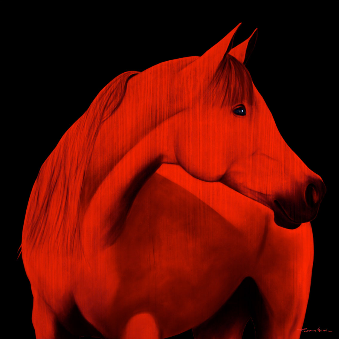 AZELA Horse-red-stallion-arabian-yearling- Thierry Bisch Contemporary painter animals painting art decoration nature biodiversity conservation