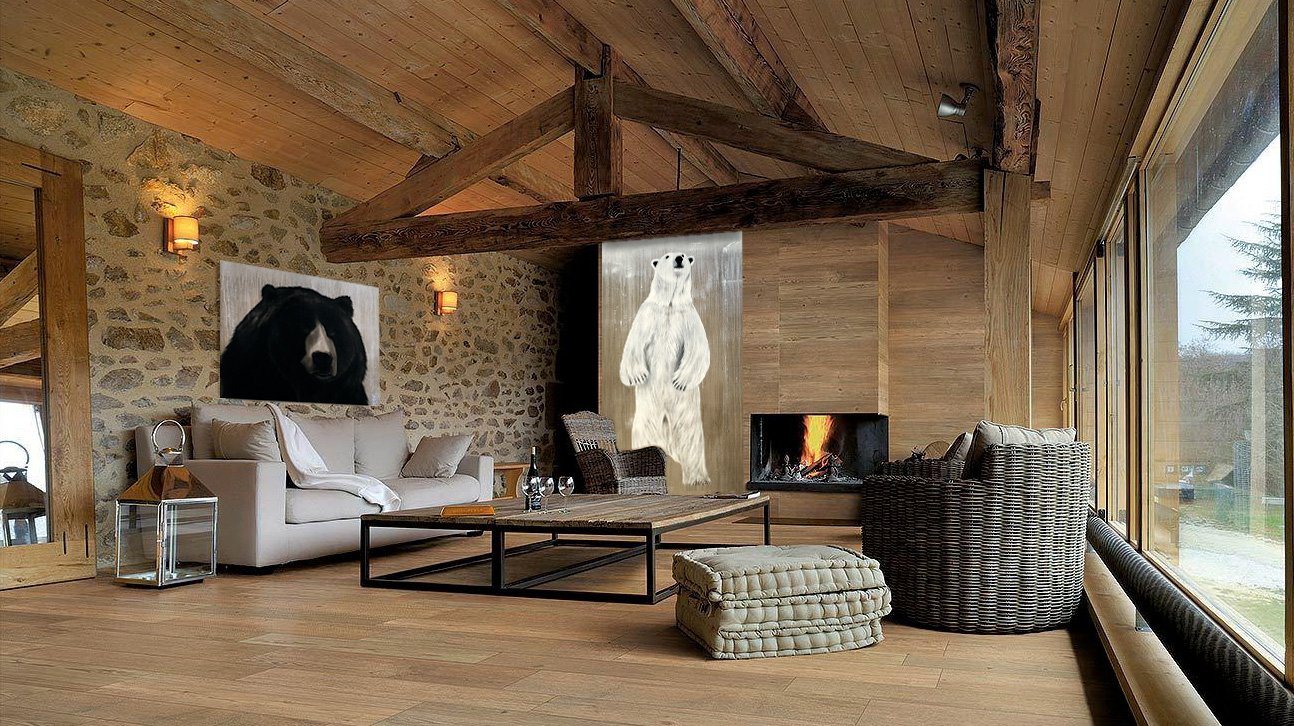 GRIZZLY Bear-polar-bear Thierry Bisch Contemporary painter animals painting art  nature biodiversity conservation Monaco Prince-Albert Prince-Albert-of-Monaco 