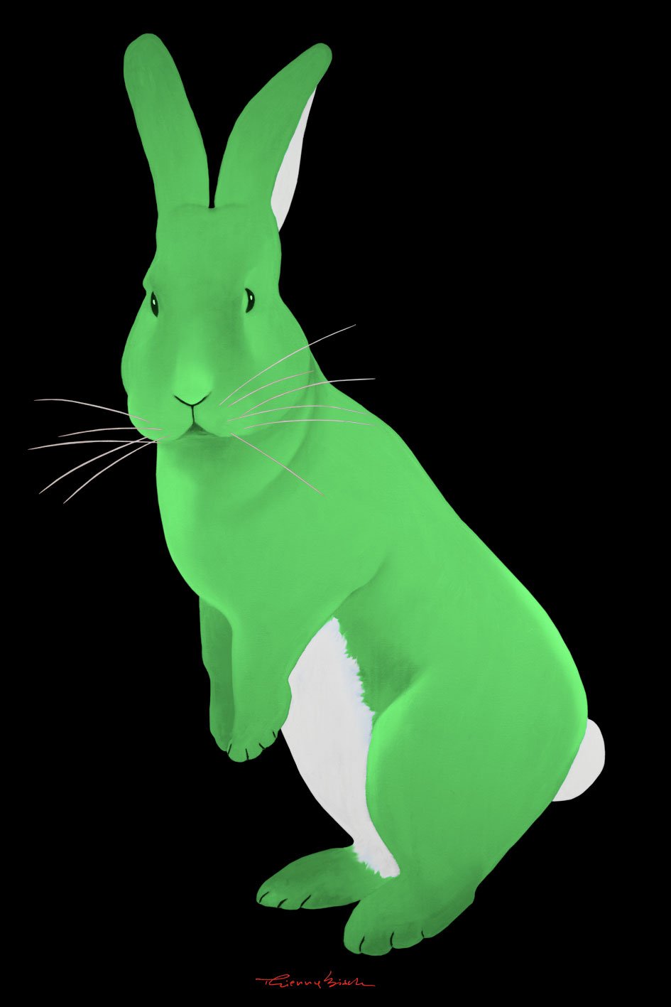 JOE RABBIT GREEN rabbit-funny Thierry Bisch Contemporary painter animals painting art decoration nature biodiversity conservation