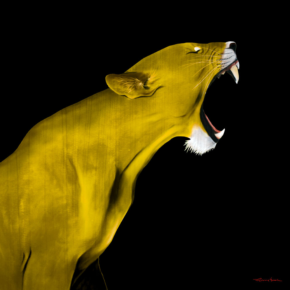 LIONESS GOLD LIONESS Thierry Bisch Contemporary painter animals painting art decoration nature biodiversity conservation