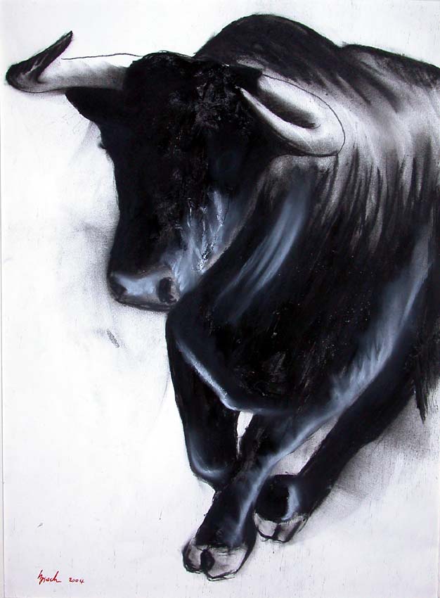 Ancero bull Thierry Bisch Contemporary painter animals painting art  nature biodiversity conservation Monaco Prince-Albert Prince-Albert-of-Monaco 