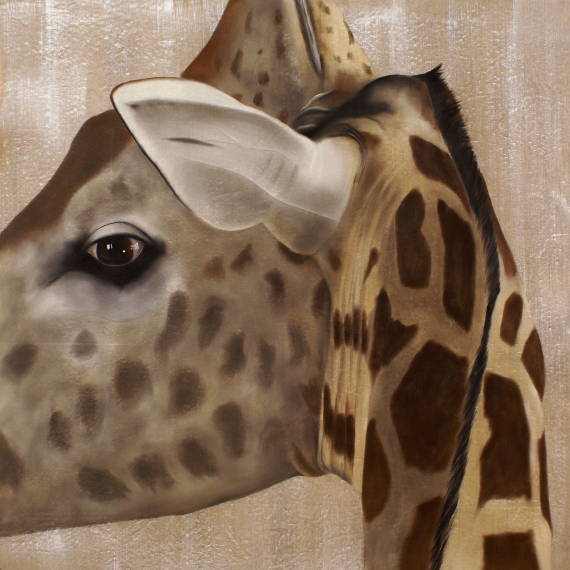 GIRAFFE CLOSE-UP giraffe Thierry Bisch Contemporary painter animals painting art  nature biodiversity conservation 