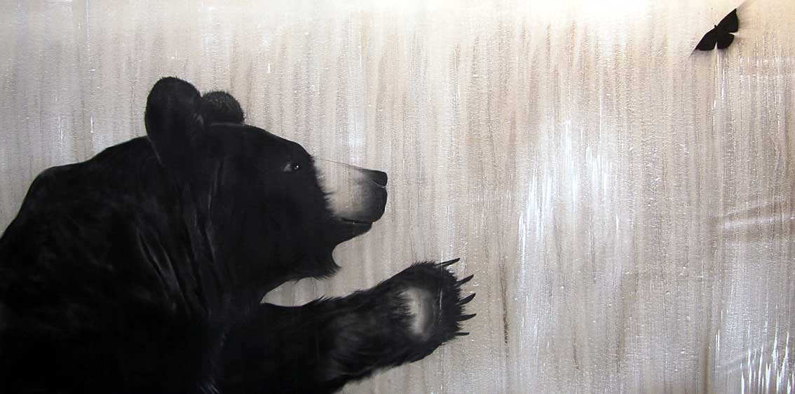 Bear ours-papillon Thierry Bisch artiste peintre animaux tableau art  nature biodiversité conservation Monaco Prince-Albert Fondation-Prince-Albert-de-Monaco 