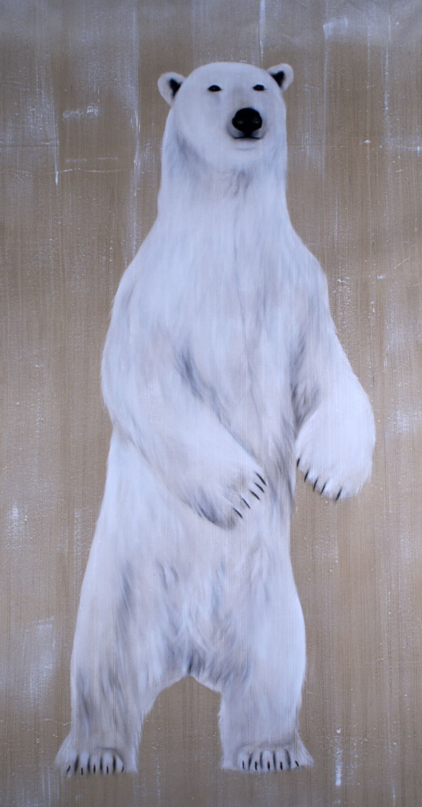 STANDING POLAR BEAR ours-blanc-polaire-debout Thierry Bisch artiste peintre animaux tableau art  nature biodiversité conservation  