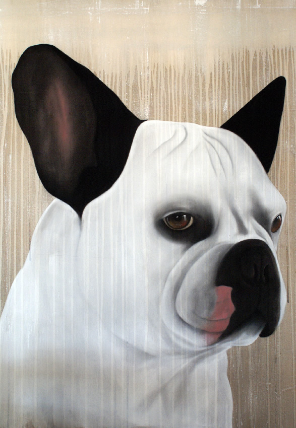 BABA 04 Bulldogue-français-chien-bulldog-bouledogue-animal-familier Thierry Bisch artiste peintre animaux tableau art  nature biodiversité conservation  
