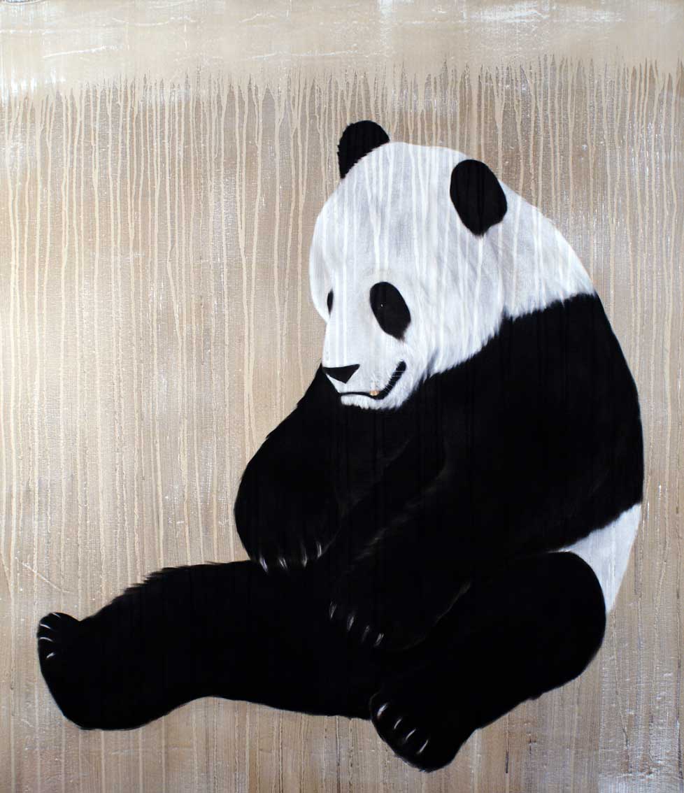 Panda Panda-Ours Thierry Bisch artiste peintre animaux tableau art  nature biodiversité conservation Monaco Prince-Albert Fondation-Prince-Albert-de-Monaco 
