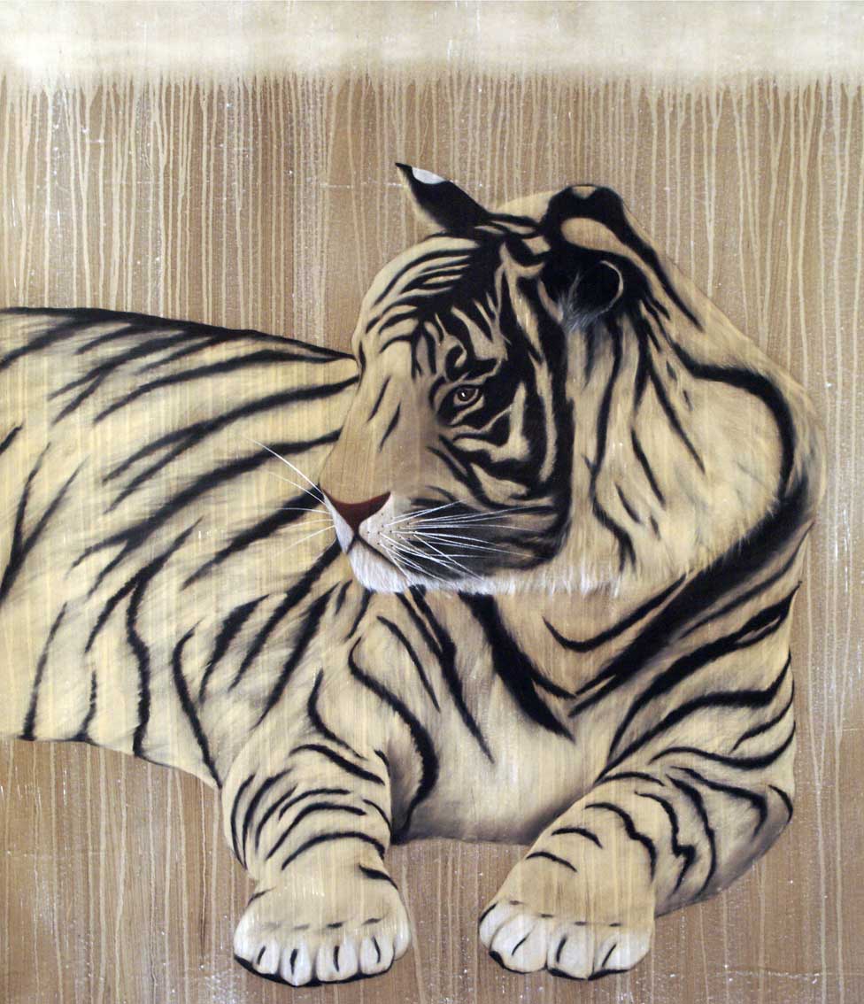 TIGER tigre Thierry Bisch artiste peintre animaux tableau art  nature biodiversité conservation Monaco Prince-Albert Fondation-Prince-Albert-de-Monaco 