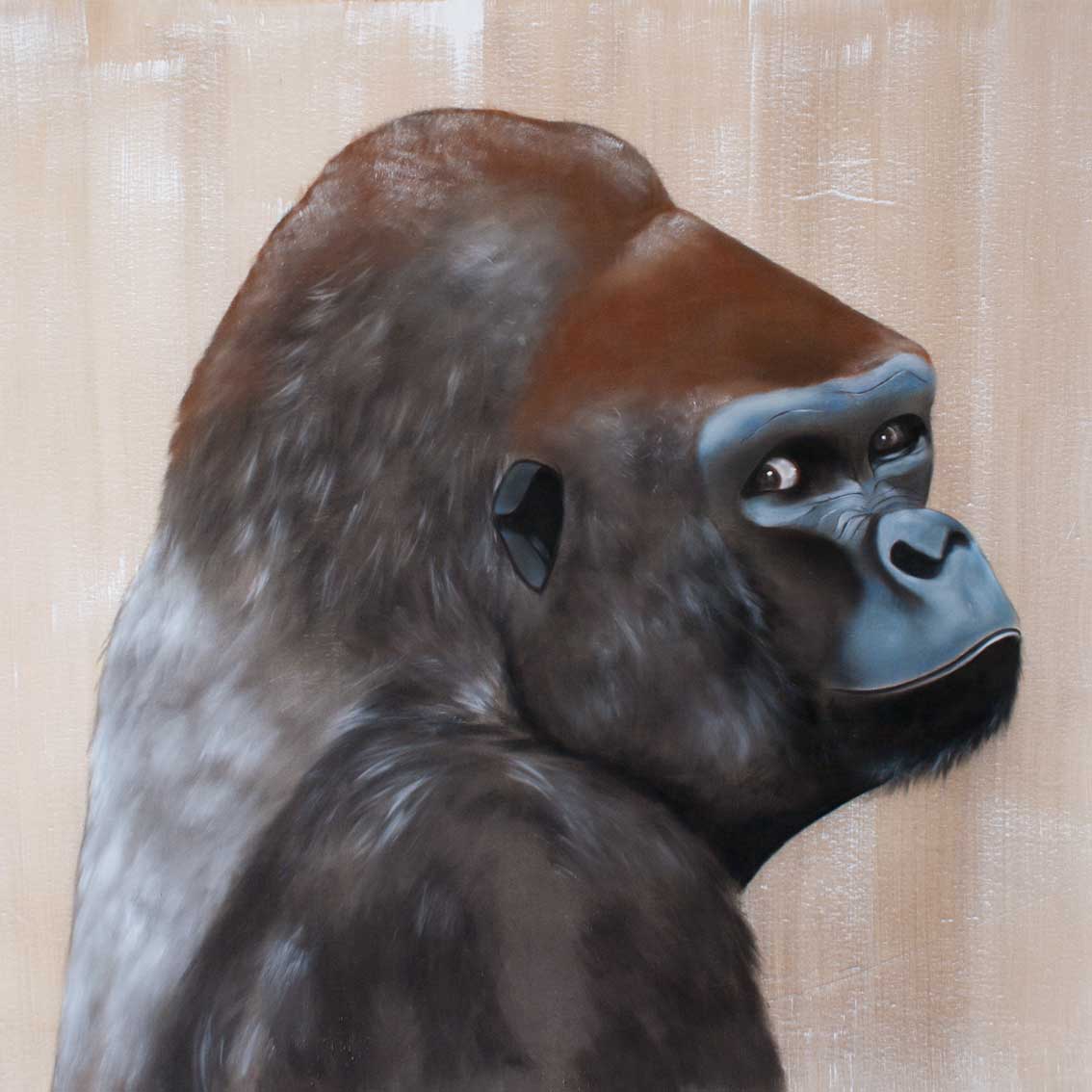 SILVERBACK gorille-dos-argenté Thierry Bisch artiste peintre animaux tableau art  nature biodiversité conservation Monaco Prince-Albert Fondation-Prince-Albert-de-Monaco 