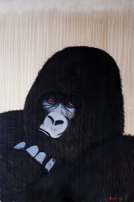 GATHOR gorille-singe Thierry Bisch artiste peintre animaux tableau art  nature biodiversité conservation  